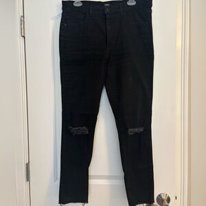 Express Women’s Black High Rise Hyper Stretch Distressed Skinny Jeans